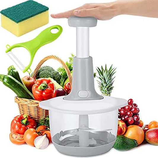 MANUAL CHOPPER 1500ML VEGETABLE CUTTER WITH 3 STAINLESS STEEL BLADES