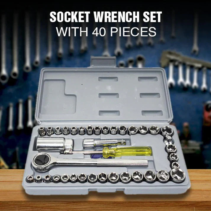 40-Piece Multi-function Socket Wrench Ratchet Tool Kit